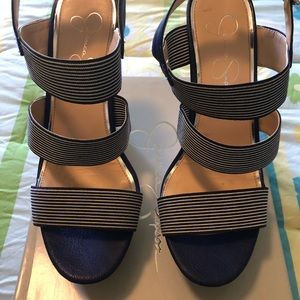 Navy blue & white wedge